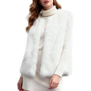 Women's Faux Fur Vest Sleeveless Fuzzy Jacket Fluffy Faux Fur Vest for Women Warm Winter Furry Vests Outerwear