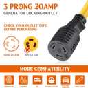 Tellegloww 50ft NEMA L6-20 Generator Extension Cord L6-20P Male Plug to L6-20R Female Receptacle 3 Prong 20 Amp Locking Power Cord, STW 12 AWG/3C,250 Volt 5000 Watts, ETL Listed