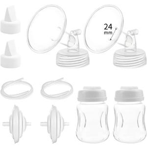 Pump Parts Compatible with Spectra S1/S2/9 Plus, Not Original Accessories, Full Set Replacements Include 24mm Flange, Duckbill Valve, Backflow Protector, Tubing and Bottle
