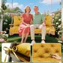 GZXAGZJ Porch Swing Cushions Outdoor 60x40 inch Waterproof Thicken 5" Outdoor Swing Replacement Cushions with Backrest and Ties Patio Swing Cushion for Outdoor Furniture Backyard Bench Garden(Yellow)