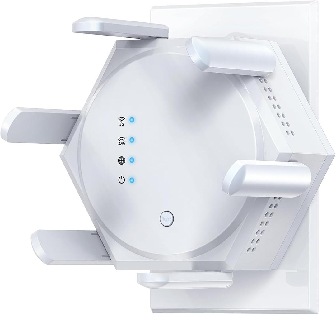 12880 Sq.Ft WiFi Extender Signal Booster, 1200Mbps Dual Band 5GHz/2.4GHz WiFi Repeater Support 60 Device,WiFi Repeater for Apartment Basement Office House (Gloss White)