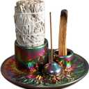 4 in 1 Multifunctional Ceramic Incense and Candle Holder with Ash Catcher Tray Suit for Burning White Sage, Palo Santo Sticks (Colorful)