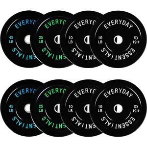 Fitvids Olympic Bumper Plates Set – 2" Weight Plates for Strength Training & Weightlifting – Set: 180 lbs – Black