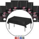 Neatiffy 54 x 108 Inch 6 Pack Rectangle Plastic Table Cloth Picnic/Camping/Party/Banquet Table Cover. Disposable/Reusable Tablecloths -Black