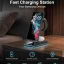 Wireless Charger for Samsung,7 in 1 Wireless Charging Station Foldable Fast Charger Stand with Night Light/Alarm Clock for Samsung Galaxy S26/S25/S24/S23/S22/S21/Galaxy Watch Ultra/8/7/6 Galaxy Buds