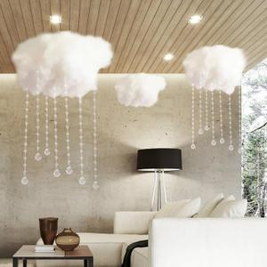 18 Pcs Artificial Cloud Props Ceiling Cloud Decorations with Sun Catching Crystals 3D Hanging Fake Clouds Cotton for Bedroom Living Room Ceiling Baby Shower Party Wedding DIY Hanging Ornament