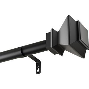 Curtain Rods for Windows 28-128 inch2.33-10.67Ft,1 inch Diameter Heavy Duty Single Rod,Matte Black Curtain Rod with Brackets Adjustable by Splicing for Bedroom,Living Room,Patio Itself 32-128 inch