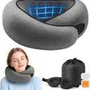 Purroch Advanced Memory Foam Neck Travel Pillow, Neck Pillow Airplane with Eye Mask & Ear Plugs, Designed for The Comfort of Travel & Office, Travel Pillow for Plane, Car, Home, Work, Dark Grey