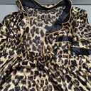 WDIRARA Men's 2 Piece Leopard Print Satin Pajama Set Button Down Short Sleeve Shorts Loungewear Sets (M)