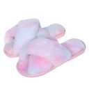 Evshine Women's Fuzzy Slippers Cross Band Memory Foam House Slippers Open Toe (7-8, Pink)