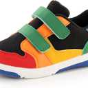 SKYWHEEL Toddler Boys Girls Tennis Shoes Kids Slip On Barefoot Shoes Wide Casual Walking Running Sneakers for Little Kids (111-toddler Colorful Black Sneaker)