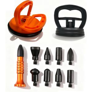 11-in-1 Paintless Dent Repair Kit & Screen Opening Tools - Rubber Hammer, Stainless Steel Tap Down Pen with 9 Heads + 2 LCD Suction Cups for Car Dent Removal, Smartphone Tablet Laptop Screen Repair