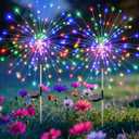 btfarm 2 Pack Solar Garden Lights Outdoor 8 Modes, 120 LED Firework Lights Solar Powered, Waterproof Twinkle Fairy Light Outside for Yard Pathway Lawn Pool Patio Christmas Decorative, Multicolor