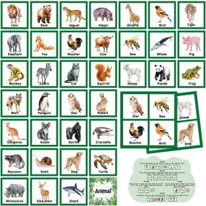 Fuutreo 82 Pcs Memory Matching Cards Animals Educational Games Funny Animals Learning Game Concentration Cards for Family Birthday Party Favors Gifts Supplies