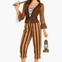 EraSpooky Women Pirate Costume Classic Striped Buccaneer Outfit S