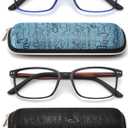 Reading Glasses for Men with Spring hinges, Professional Computer Readers with Blue Light Protection and Case