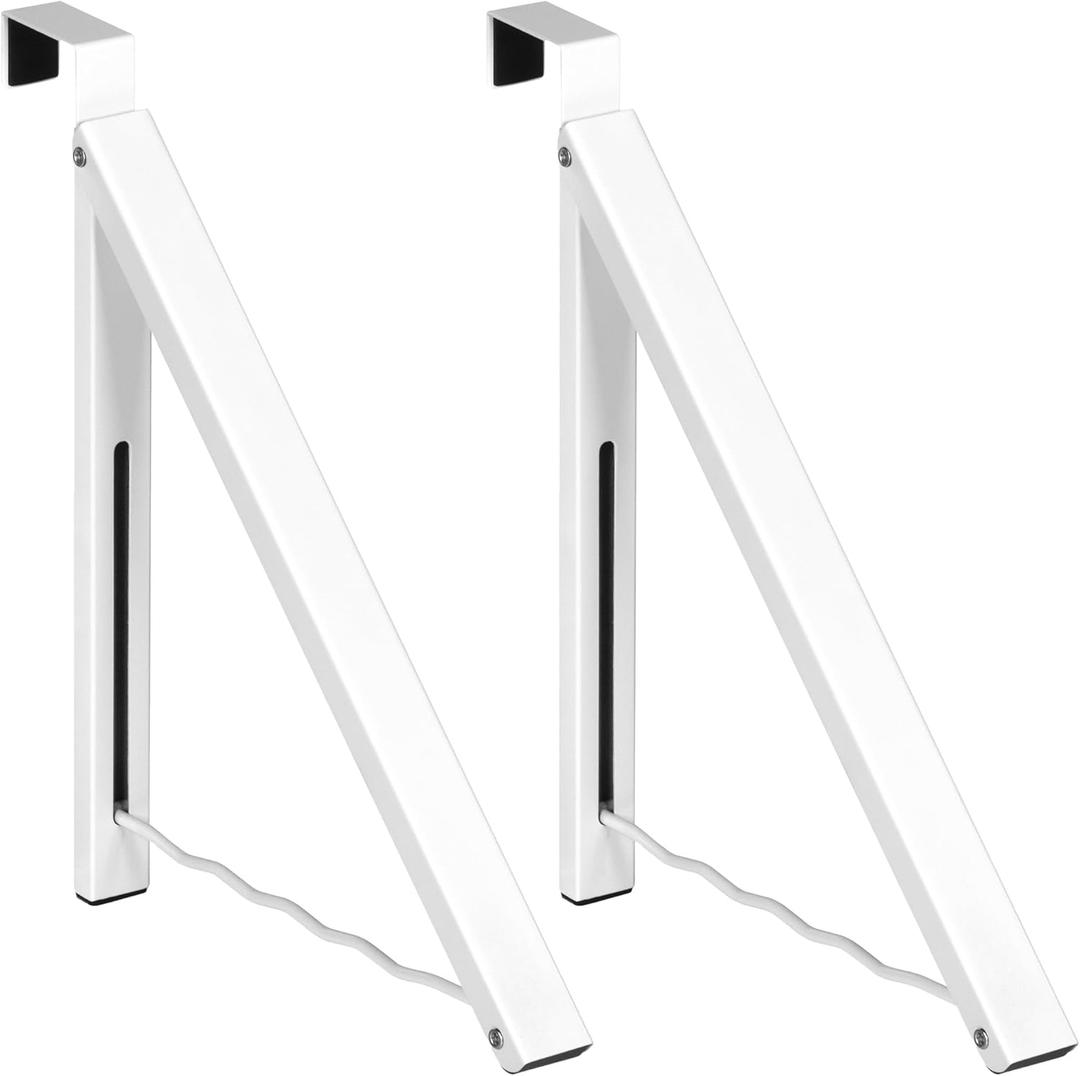 HOLDN STORAGE Over The Door Hanger - Single Foldable Rack Organizer for Hanging Clothes, Coats & Towels, Ideal for Dorm Rooms, Laundry, Bathrooms, Etc - Holds up to 20 LBs - White (2 Pack)