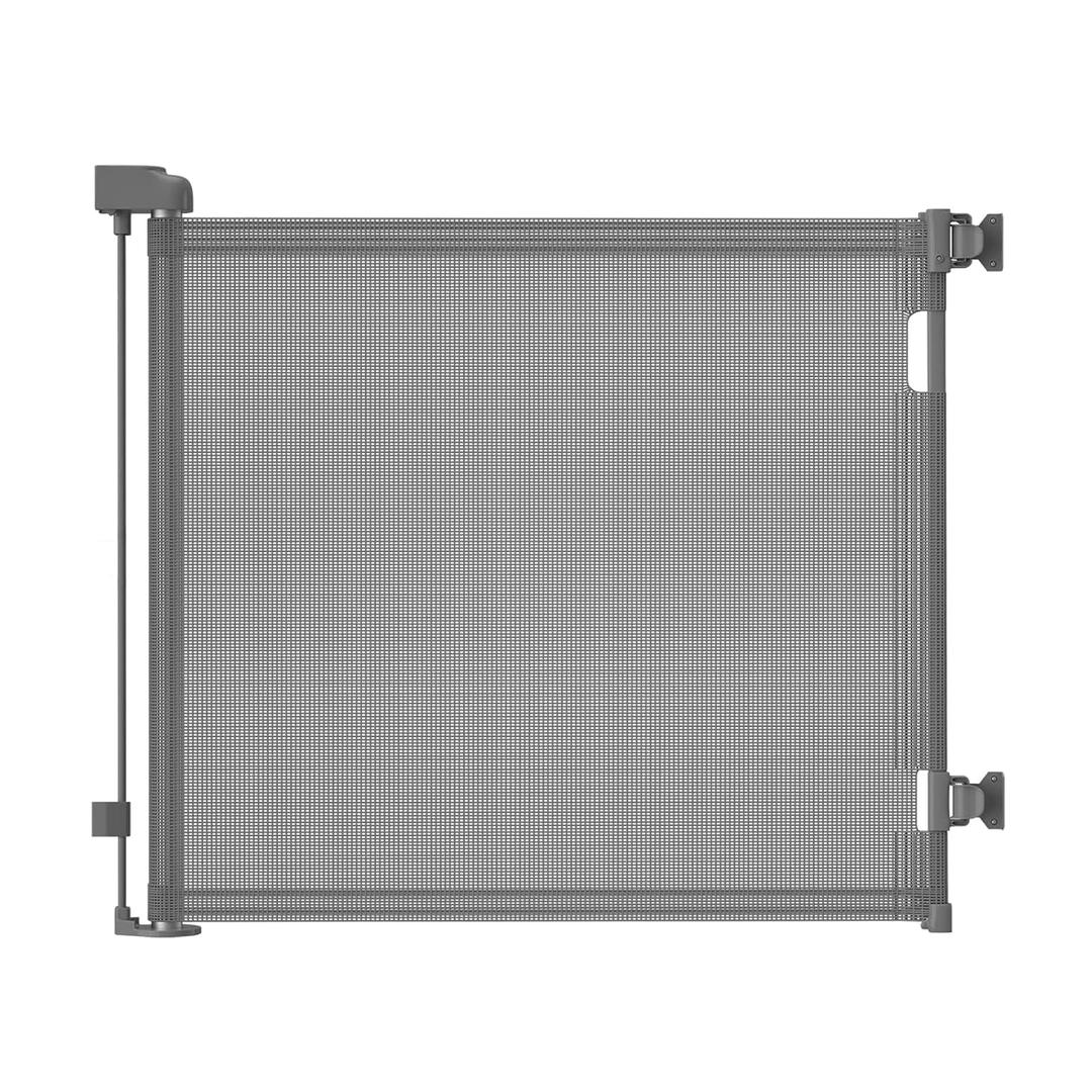 dearlomum Retractable Baby Gate,Mesh Baby Gate or Mesh Dog Gate,33" Tall,Extends up to 55" Wide,Child Safety Gate for Doorways, Stairs, Hallways, Indoor/OutdoorGrey,33"x55"