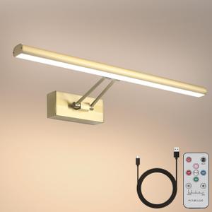Picture Light,13.5" Art Light, Picture Light Battery Operated, 3CCT Picture Lights for Wall, Wireless Picture Lights with Remote for Wall Display, Photo, Library Brass-Plated (Brass Gold-Plating)