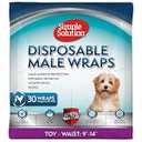 Simple Solution Disposable Male Wraps, Absorbent Leak Proof Belly Bands for Dogs, Incontinence Aid, Puppy Training, Marking Control, and Travel Protection, Toy Dogs, 914 Inch Waist, 30 Count