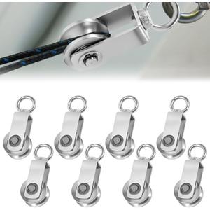 JUNXILPPD Cable Pulley Wheel for Rope with Ball Bearing, 304 Stainless Steel Lifting Bearing Rope Pulley Smooth No Noise Bearing Inside for Pulley System, Gym Equipment, Clothesline 8 Pack