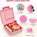 Pawtong Lunch Box Set with Bento Box Container, 17OZ Stainless Steel Food Soup Thermo, Kids Water Bottle & Portable Insulated Lunch Bag Leakproof, Hot/Cold Retention for School, Travel(Pink)