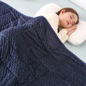 Sivio Weighted Blanket, Minky Dots Weighted Blankets,Soft and Cozy Cooling Heavy Blanket, Calm and Nap, School and Home, 7lbs, 36 x 48inches, Navy Blue