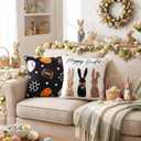 Macarrie 3D Embroidered Easter Bunny Pillow Cover 18x18 Inch Set of 2 Velvet Easter Decorations Rabbit Pillow Cover Soft Sports Pillowcase for Spring Sofa Couch Bedroom Sports Home Decor (Black)