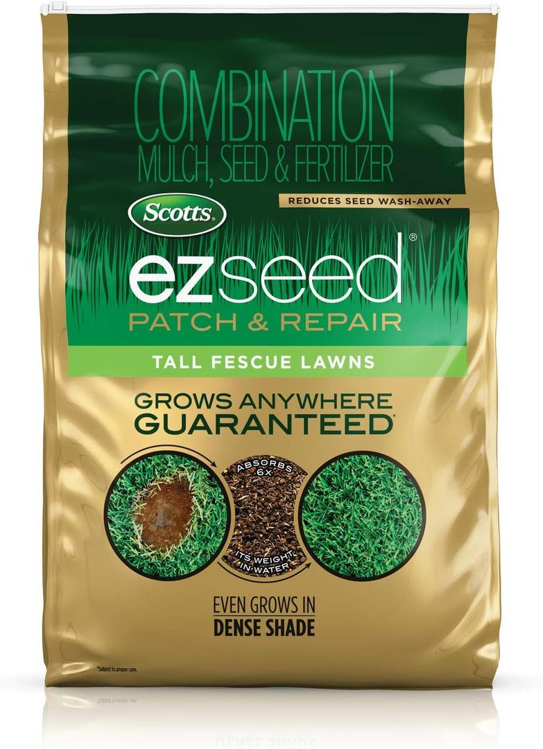 Scotts EZ Seed Patch & Repair Tall Fescue Lawns Combination Mulch, Grass Seed and Fertilizer for Bare Spots and Repair, Grows Anywhere, 20 lb (EXP 01/01/27)