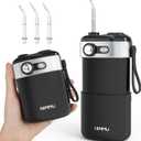 NIMMU Water Flosser for Teeth Picks, Mini Cordless Portable Water Dental Flosser with 160ML Water Tank, Infinitely Knob Mode IPX7 Waterproof, Lightweight, Electric Water Flosser for Travel - Black