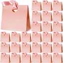 Feifeiya 30 Pcs Small Pink Gift Bags with Ribbon Handles 7.87" x 3.54" x 7.09" Bulk Paper Goodie Bags for Birthday Wedding Bridal Baby Shower Party Favors