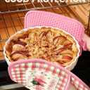 Slohif Silcone Christmas Pot Holders for Kitchen - 100% Cotton Pink Cute Oven Potholders with Pockets, Heat Resistant Square Thick Hot Pads, House New Home Baking Baker Gifts,2pack