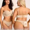 OEAK Womens Strapless Bras with Wireless/Underwire Multiway Non-Slip Tube Top Push Up Bralette Seamless Padded Bandeau Bra (Beige, 38D, L)