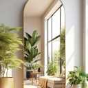 Full Length Arched Floor Mirror, 71"26" With Stand, Full Body, Large, Wall, Freestanding, Oversized, Aluminum Frame - Gold