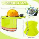 Solar Fan Hat Sun Shade Full Brim Hard Hat Shade Reflective Neck Sunshade 2-in-1 Cooling Neck Gaiter Outdoor Safety Accessories for Construction Hiking Cycling (Fluorescent Yellow)