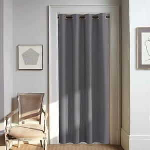 NICETOWN Blackout Doorway Curtain 80 inch Length - Grommet Room Darkening Thermal Insulated Soundproof Window Treatments for Bedroom/Closet (1 Panel, 46 x 80 Inch, Grey)