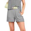 ANRABESS Women's Two Piece Summer Outfits Knit Sweater Short Sets Pullover Tops & Shorts Lounge Matching Clothes Set (S)