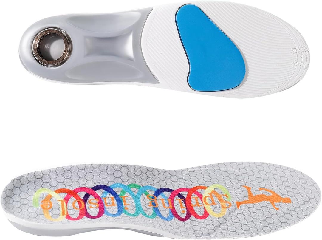 2 x Heavy Duty Support - Over 220 Lbs of Plantar Fasciitis Arch Support Insoles with Airbag Springs for High Shock Absorption Suitable for Men's and Women's Work Boot Insoles (Gray, S)