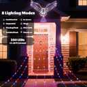 Glooglitter 11.5ft 4th of July Outdoor Light Decor 250th Anniversary Patriotic Hawk Waterfall Lights Blue Red White Eagle LED USB Powered for Independence Day Memorial Party Tree Yard Door Wall Decor