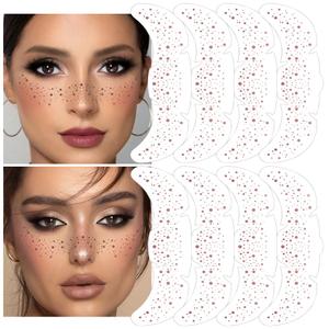 8Ps Face Glitter Speckles Patches, Rose Gold Glitter Freckles Face Tattoo, Glow Up Makeup Patches, Cute Glitter Makeup Accessories for Women, Cosmetic Glitter for Face Gift (1 Ounce (Pack of 1))
