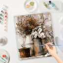 Easy Paint by Numbers Kit for Adults Beginner, Flowers Adult Paint by Number Kits on Canvas, DIY Painting with Numbers for Adults, Acrylic Simple Oil Paints by Number Kits for Home Wall Decor 16x20 In