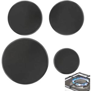 TWZKXC 4 Pcs Gas Stove Burner Cap Set, Metal Cooker Hat Replacement Kit, Compatible With SABAF Stoves, Oven Burner Cover, (Black Flat 3.93" x 1, 2.95" x 2, 2.17" x 1)