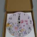 Wildflower Butterfly PVC Wall Clock Silent Non-Ticking Battery Operated Clocks, Spring Floral Round Clock for Home Living Room Office School Kitchen Bedroom Bathroom Wall Decor 10 Inch Summer Flowers (White)