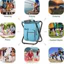 Kikerike Backpack Stool Cooler Chair Heavy Duty 300 LBS Max Load Portable Lightweight Folding Fishing Cooler for Camping Hunting Fishing - Sky Blue