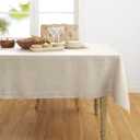 Solino Home Linen Tablecloth 60 x 144 Inch - 100% Pure Linen Light Natural Table Cloth for Rectangular Tables - Athena, Machine Washable Cloth Tablecloth for Summer
