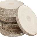 QTLCOHD 12 Pcs 7-8 Inch Large Wood Slice for Centerpieces, Natural Rustic Unfinished Wood Slab, Round Wooden Circle with Bark for Tables, Wedding Decoration, DIY Painting Crafts, Christmas Decor