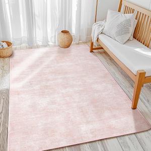 LIANLAM Washable 3x5 Entry Rugs for Entryway Kitchen Bathroom Door Mat Indoor Entrance - Stain Resistant Non-Slip Backing Low Pile Pink Rug, Durable & Ultra- Farmhouse Decor(3x5, Pink)