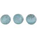Deco 79 Mango Wood Handmade Decorative Ball Orbs & Vase Filler with Carved Tribal Patterns, Set of 3 5", 4" W, Blue 