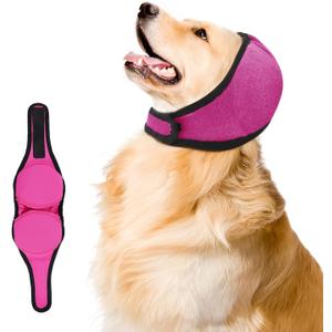 Upgraded Dog Ear Muffs for Noise Protection & Bath, No Shake EarWrap for Hematoma Prevention, Drying & Anxiety Relief, Elastic Waterproof Dog Ear Protector with Soundproof Sponge (Pink, Medium)