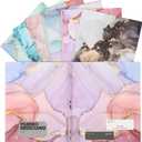 Ddaowanx Folders with Pockets and Prongs, 6 Pack 2 Pocket 3 Prong Cute Marble Style Folder,Plastic Folders for Documents Back to School Supplies(6)